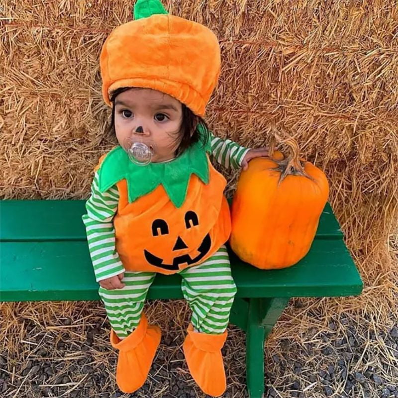 Baby Girl Boy Kids Toddler Halloween Pumpkin Costume Fancy Clothes Outfit With Hat Shoes - Walmart.com